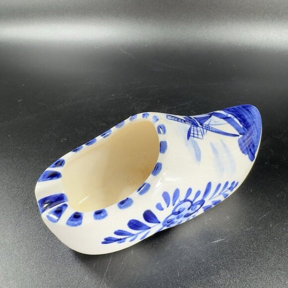 Elesva Holland Delft Ashtray Ceramic Clog Shoe Windmill Hand Painted Vintage - Picture 12 of 14